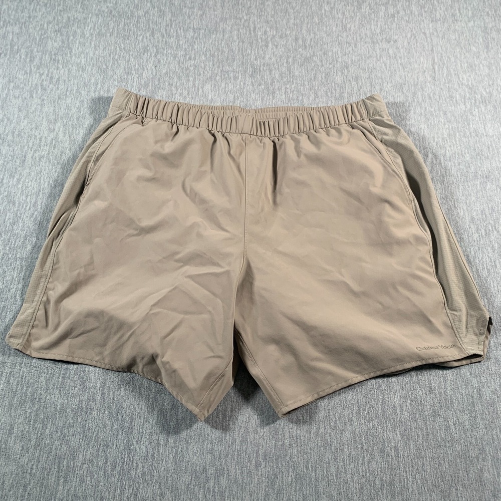 Outdoor Voices Shorts Mens 2XL Beige Stretch Lined Pockets Outdoor Acitve‎